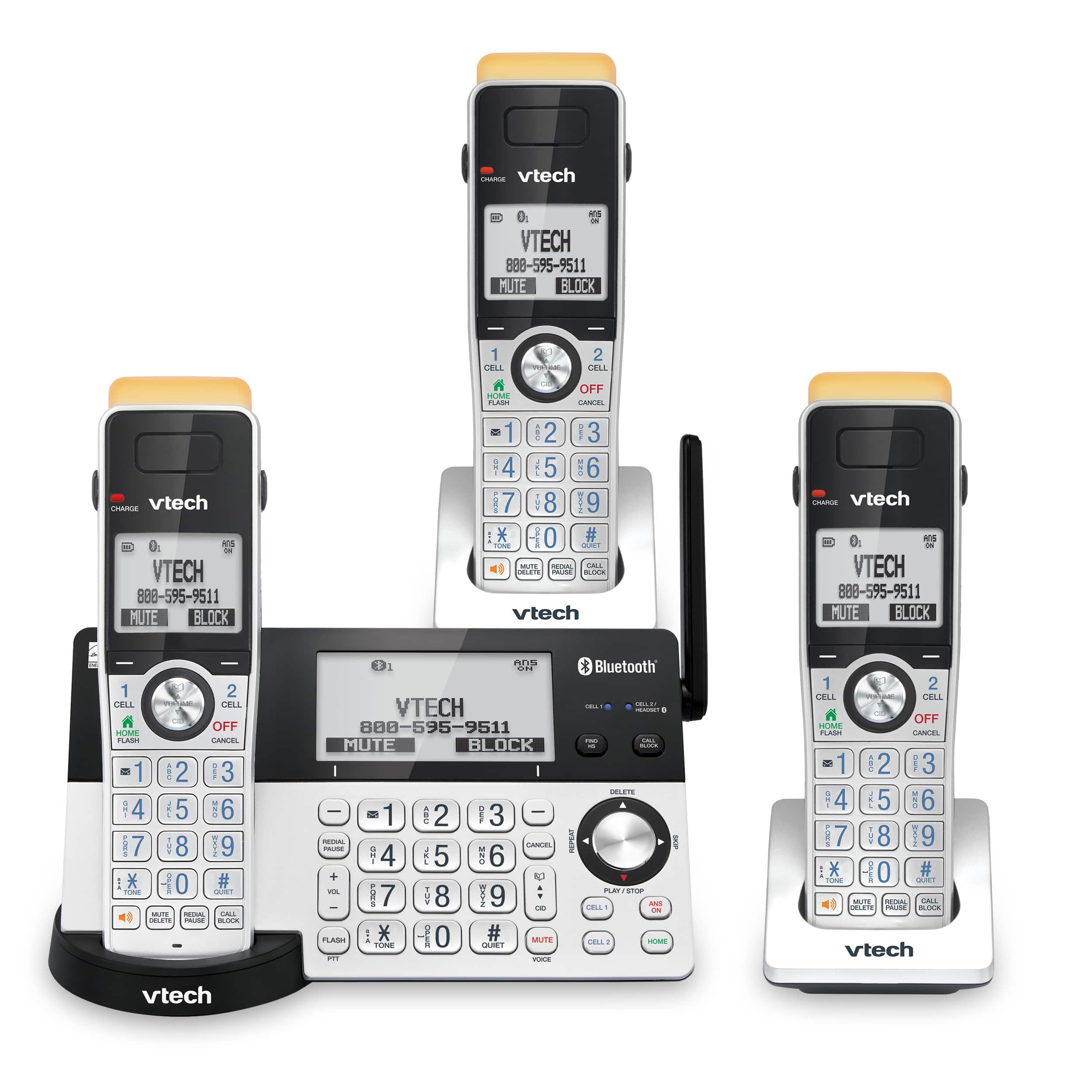 Téléphone sans-fil à 2 combinés avec Afficheur/Bloqueur d′appels  intelligent - Réusiné